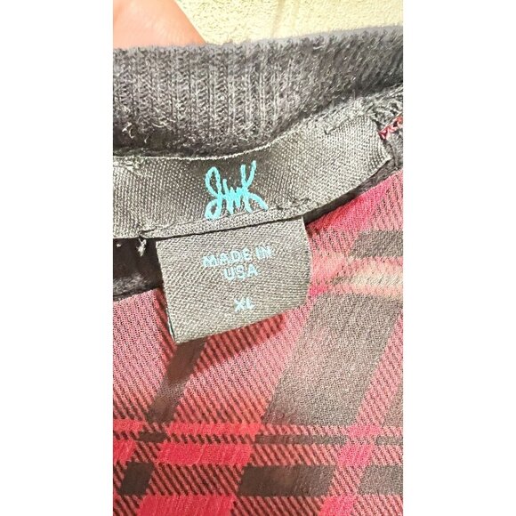 Womens Blouse XL Sheer Plaid Red Casual Lightweight Long Sleeves - Picture 6 of 6